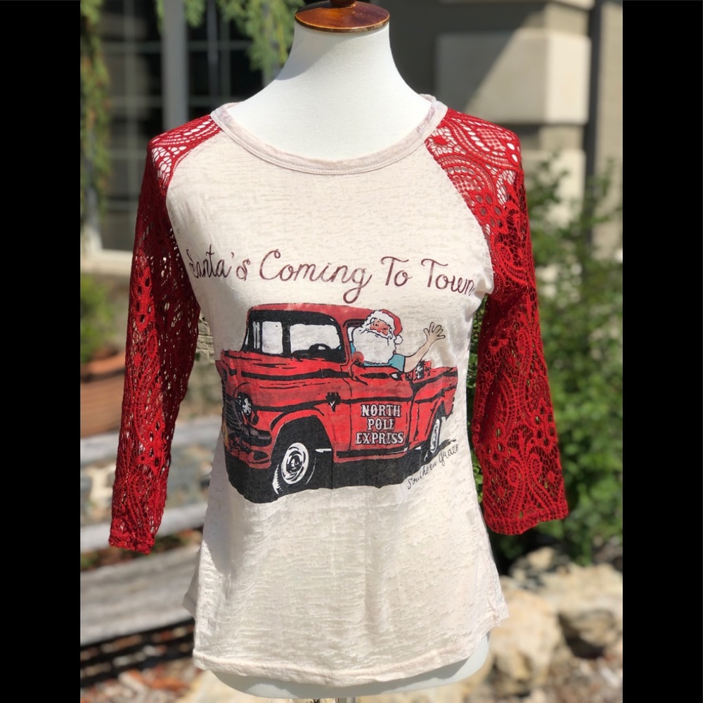 Southern Grace sz S Christmas burnout shirt